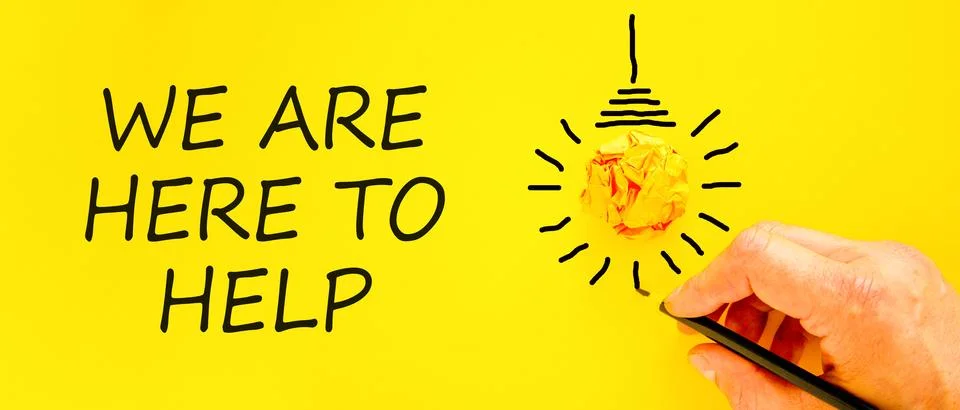 Support, help and we are here to help symbol. Concept words We are here to .. Stock Photos