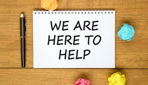 Support, help and we are here to help symbol. Concept words We are here to .. Stock Photos
