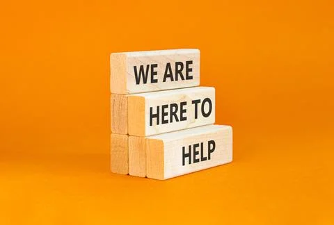 Support, help and we are here to help symbol. Concept words We are here to .. Stock Photos