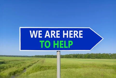 Support, help and we are here to help symbol. Concept words We are here to .. Stock Photos
