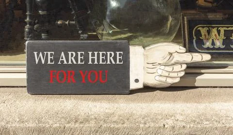 Support, help and we are here for you symbol. Concept words We are here for.. Stock Photos