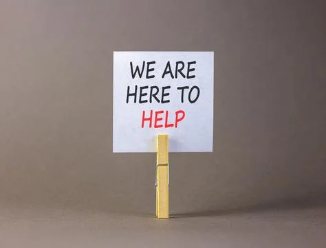 Support, help and we are here to help symbol. Concept words We are here to .. Stock Photos