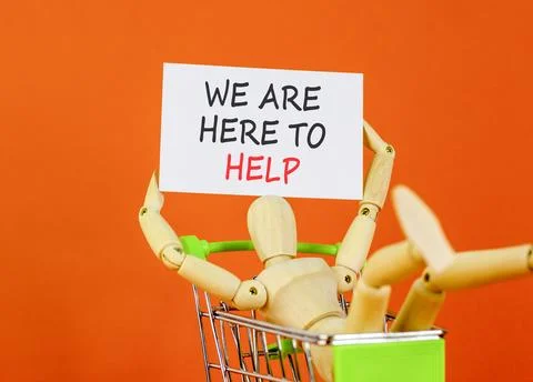 Support, help and we are here to help symbol. Concept words We are here to .. Stock Photos