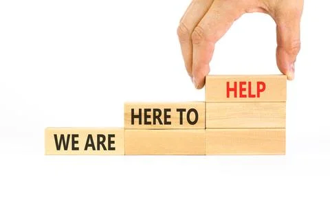 Support, help and we are here to help symbol. Concept words We are here to .. Stock Photos
