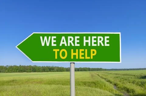 Support, help and we are here to help symbol. Concept words We are here to .. Stock Photos