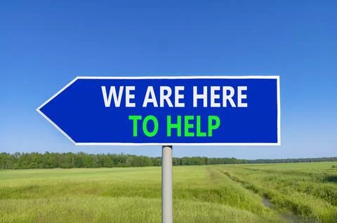 Support, help and we are here to help symbol. Concept words We are here to .. Stock Photos