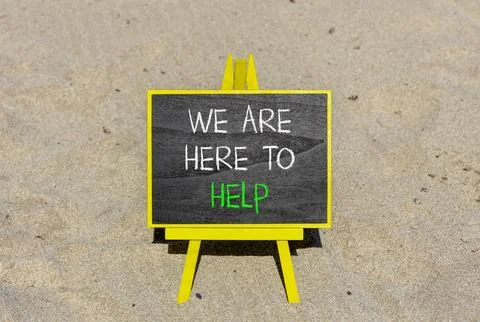 Support, help and we are here to help symbol. Concept words We are here to .. Stock Photos