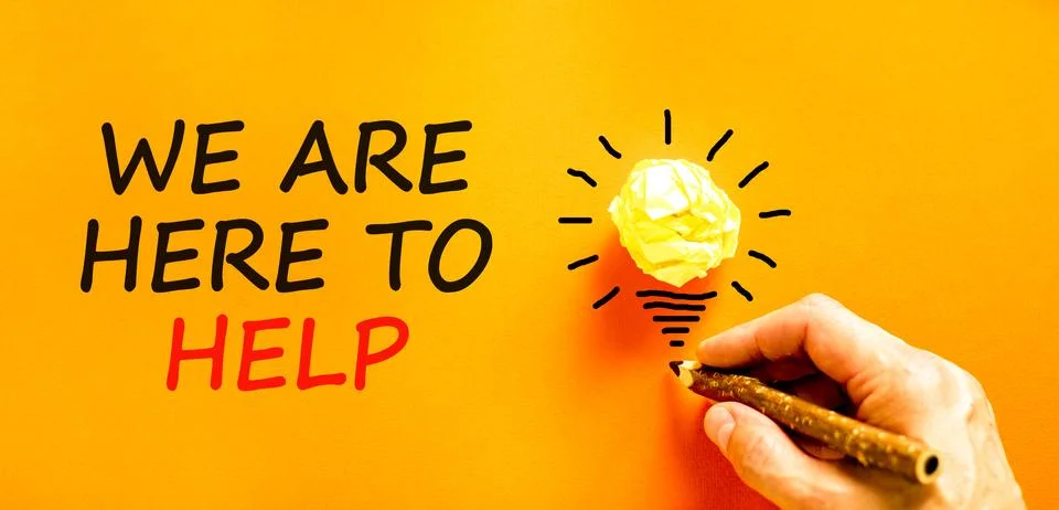 Support, help and we are here to help symbol. Concept words We are here to .. Stock Photos
