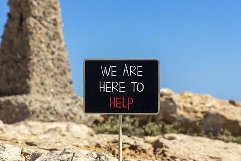 Support, help and we are here to help symbol. Concept words We are here to .. Stock Photos