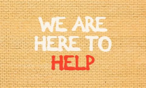 Support, help and we are here to help symbol. Concept words We are here to .. Stock Photos