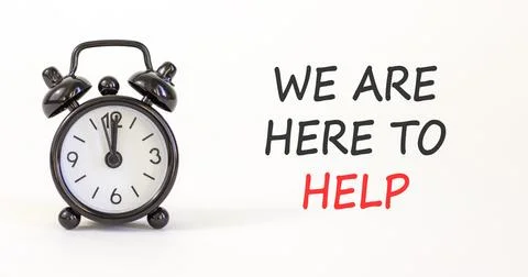Support, help and we are here to help symbol. Concept words We are here to he Stock Photos