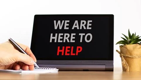 Support, help and we are here to help symbol. Concept words We are here to .. Stock Photos