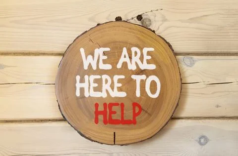 Support, help and we are here to help symbol. Concept words We are here to .. Stock Photos