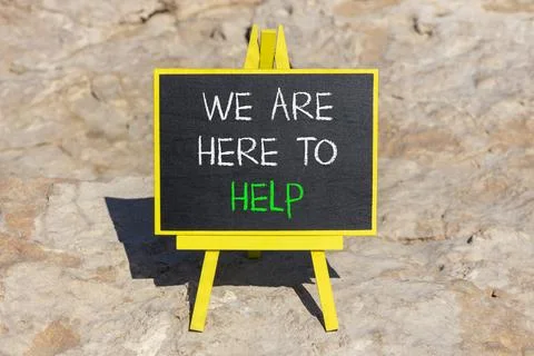 Support, help and we are here to help symbol. Concept words We are here to .. Stock Photos