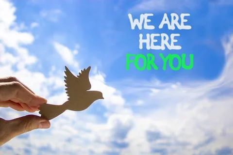 Support, help and we are here for you symbol. Concept words We are here for.. Stock Photos