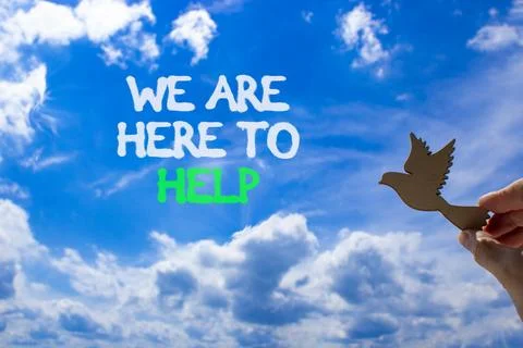 Support, help and we are here to help symbol. Concept words We are here to .. Stock Photos