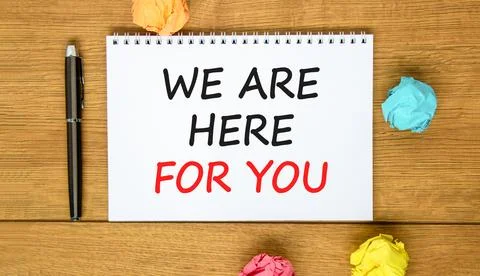 Support, help and we are here for you symbol. Concept words We are here for.. Stock Photos