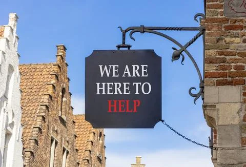Support, help and we are here to help symbol. Concept words We are here to .. Stock Photos