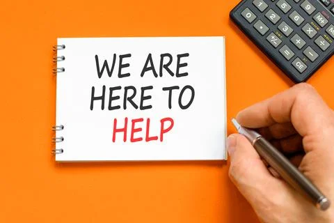 Support, help and we are here to help symbol. Concept words We are here to .. Stock Photos