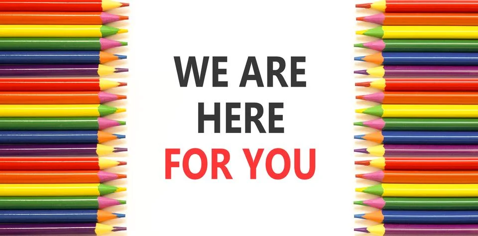 Support, help and we are here for you symbol. Concept words We are here for.. Foto stock