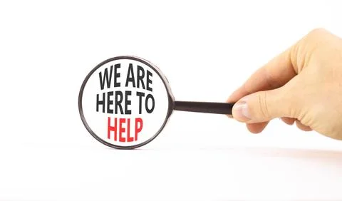Support, help and we are here to help symbol. Concept words We are here to .. Stock Photos