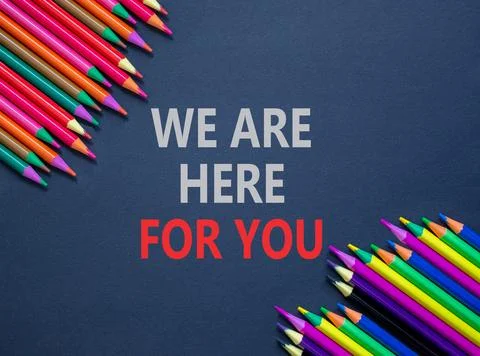 Support, help and we are here for you symbol. Concept words We are here for.. Stock Photos