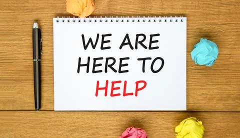 Support, help and we are here to help symbol. Concept words We are here to .. Stock Photos