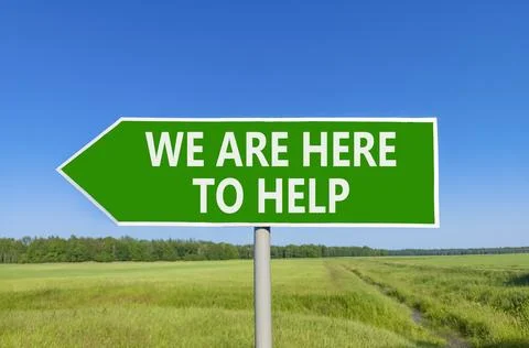 Support, help and we are here to help symbol. Concept words We are here to .. Stockfoto's
