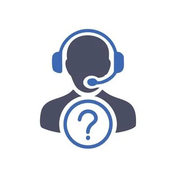 Support help icon. Support person with a question mark, symbolizing a reque.. Stock Illustration