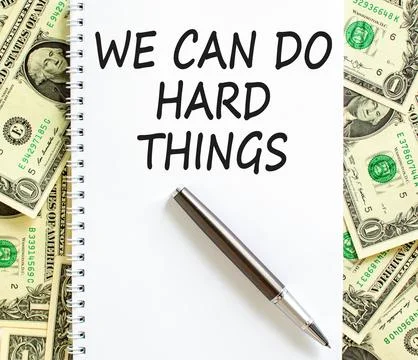 Support, help we can do hard things symbol. Concept words We can do hard thin Stock Photos