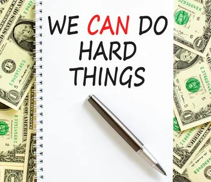 Support, help we can do hard things symbol. Concept words We can do hard thin Stock Photos