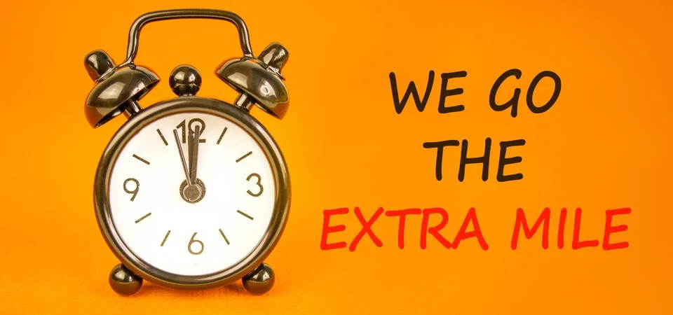 Support, help we go the extra mile symbol. Concept words We go the extra mile Stock Photos