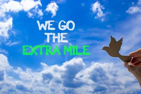 Support, help we go the extra mile symbol. Concept words We go the extra mi.. Stock Photos