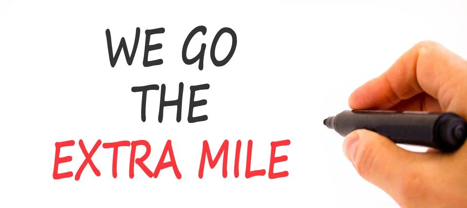 Support, help we go the extra mile symbol. Concept words We go the extra mi.. Stock Photos