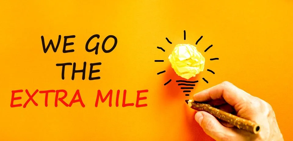 Support, help we go the extra mile symbol. Concept words We go the extra mi.. Stock Photos