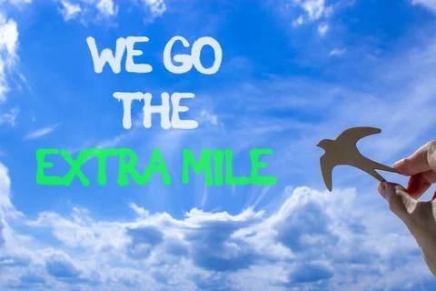 Support, help we go the extra mile symbol. Concept words We go the extra mi.. Stock Photos