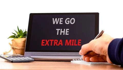 Support, help we go the extra mile symbol. Concept words We go the extra mi.. Stock Photos
