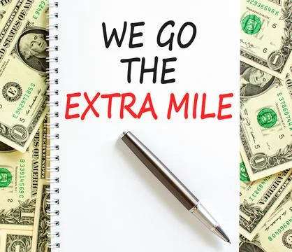 Support, help we go the extra mile symbol. Concept words We go the extra mile Stock Photos
