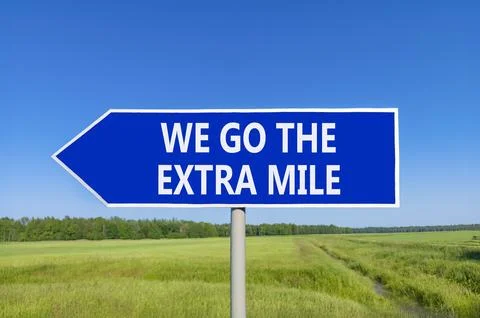 Support, help we go the extra mile symbol. Concept words We go the extra mi.. Stock Photos