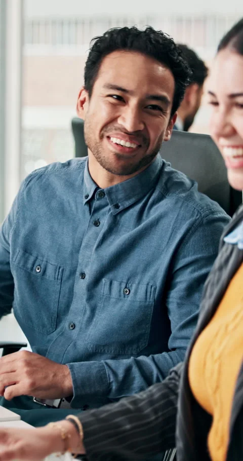 Support, high five or people in agency with computer, colleague guidance or good Stock Footage 335752065