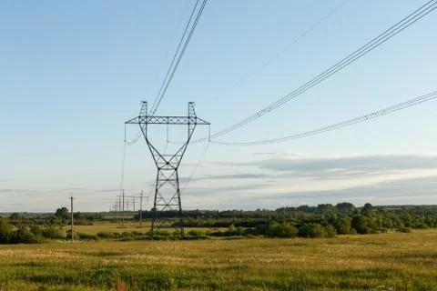 Support of high-voltage power line Stock Photos