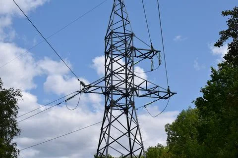 Support for a high-voltage power line. Stock Photos