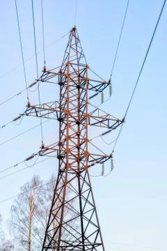 Support of high-voltage wires. Stock Photos