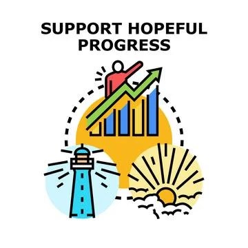 Support hopeful progress concept combining growth and guidance Stock Illustration