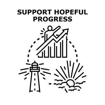 Support hopeful progress concept combining growth and guidance Stock Illustration
