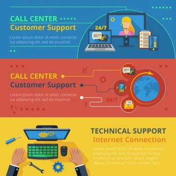 Support horizontal banner set Illustrazione stock
