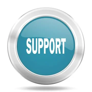 Support icon, blue round metallic glossy button, web and mobile app design il Stock Illustration