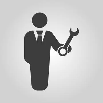 The support icon. Engineer and repair, technician, fixing symbol. Flat Stock Illustration