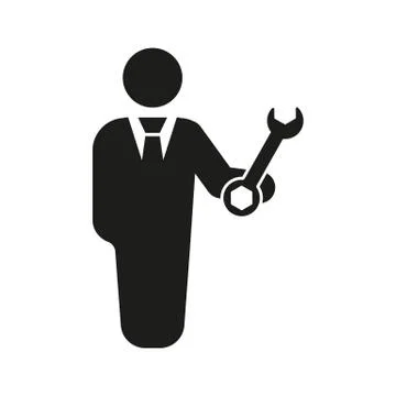 The support icon. Engineer and repair, technician, fixing symbol. Flat 스톡 일러스트