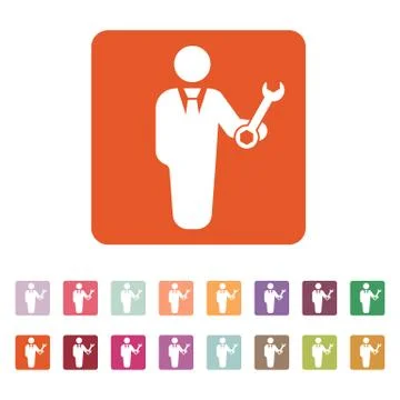The support icon. Engineer and repair, technician, fixing symbol. Flat Illustrazione stock